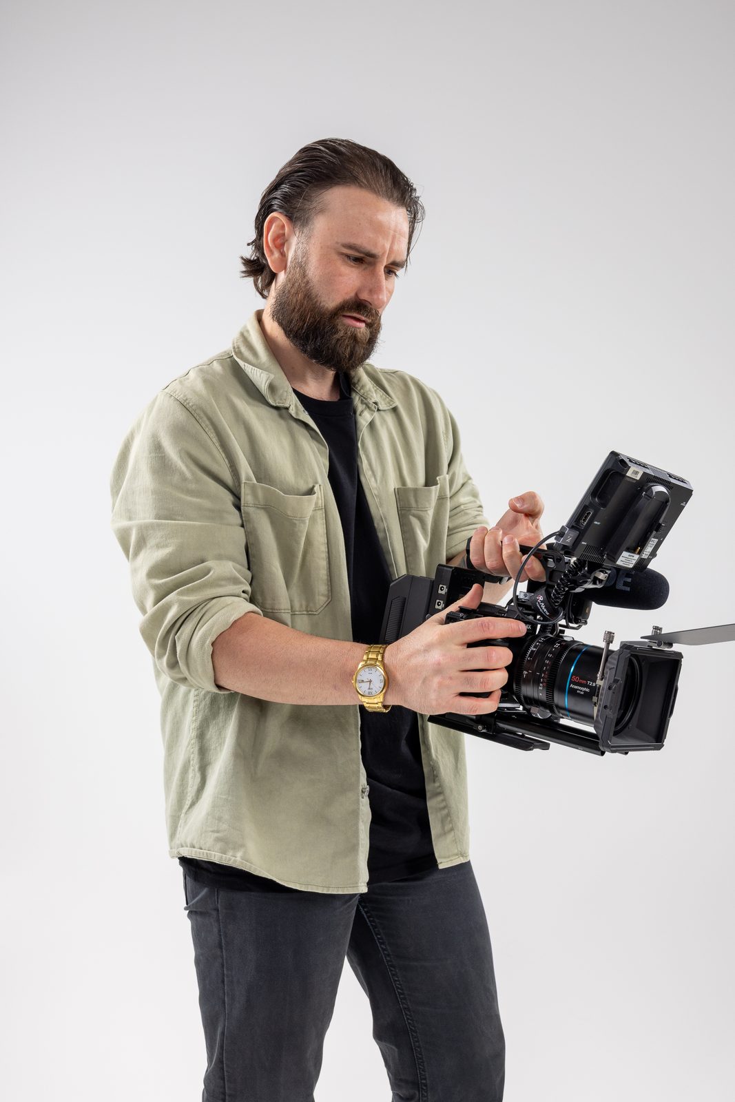 Setting up a cinema camera for a shoot