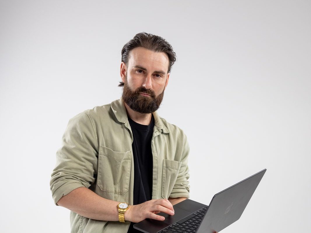 Reviewing results on a laptop