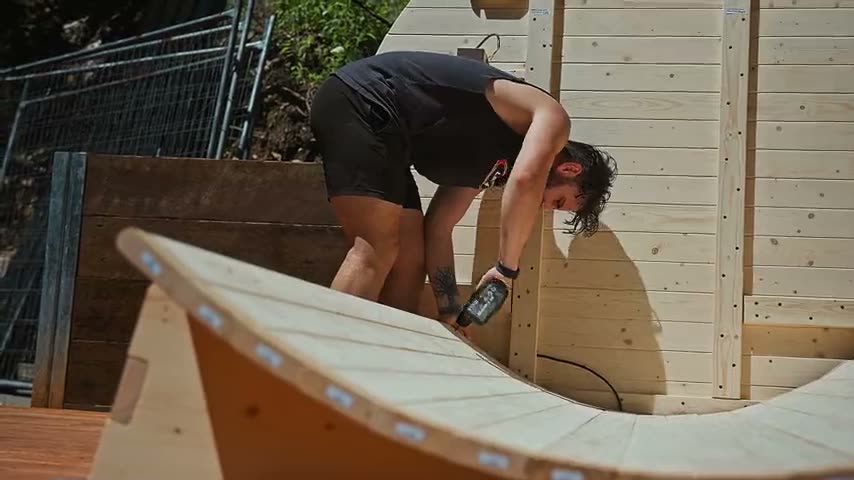 Still from a build film: Sauna build