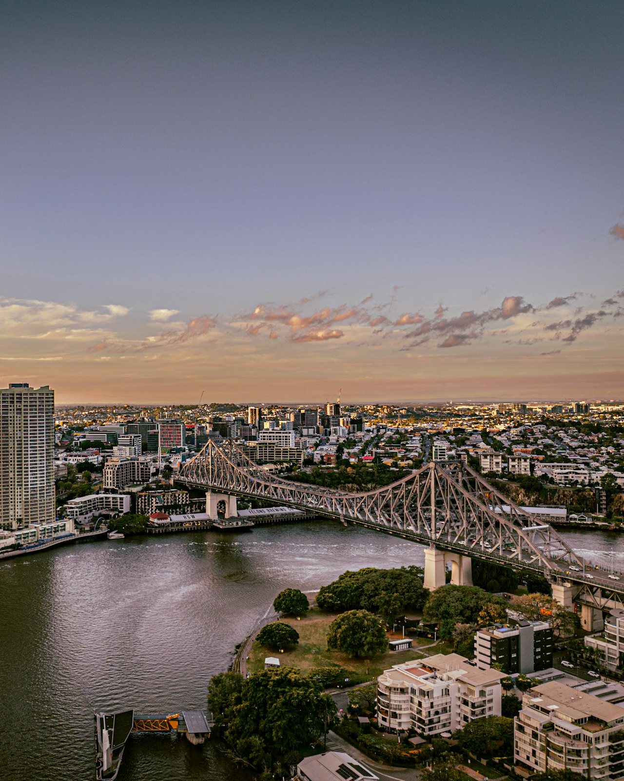 The Brisbane River and Story Bridge from above