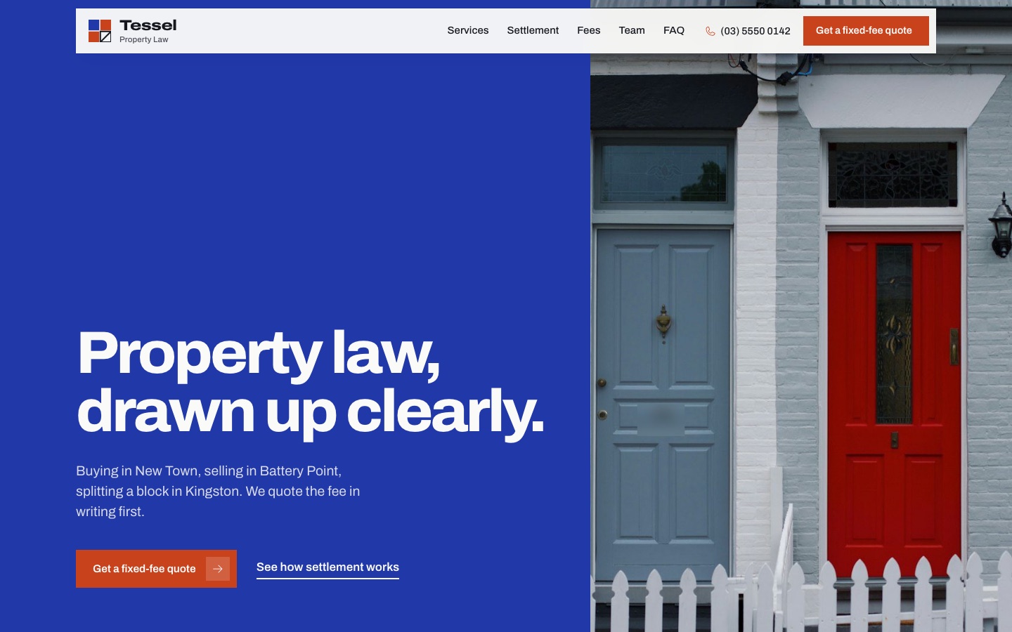 Home page of the Tessel Property Law website design